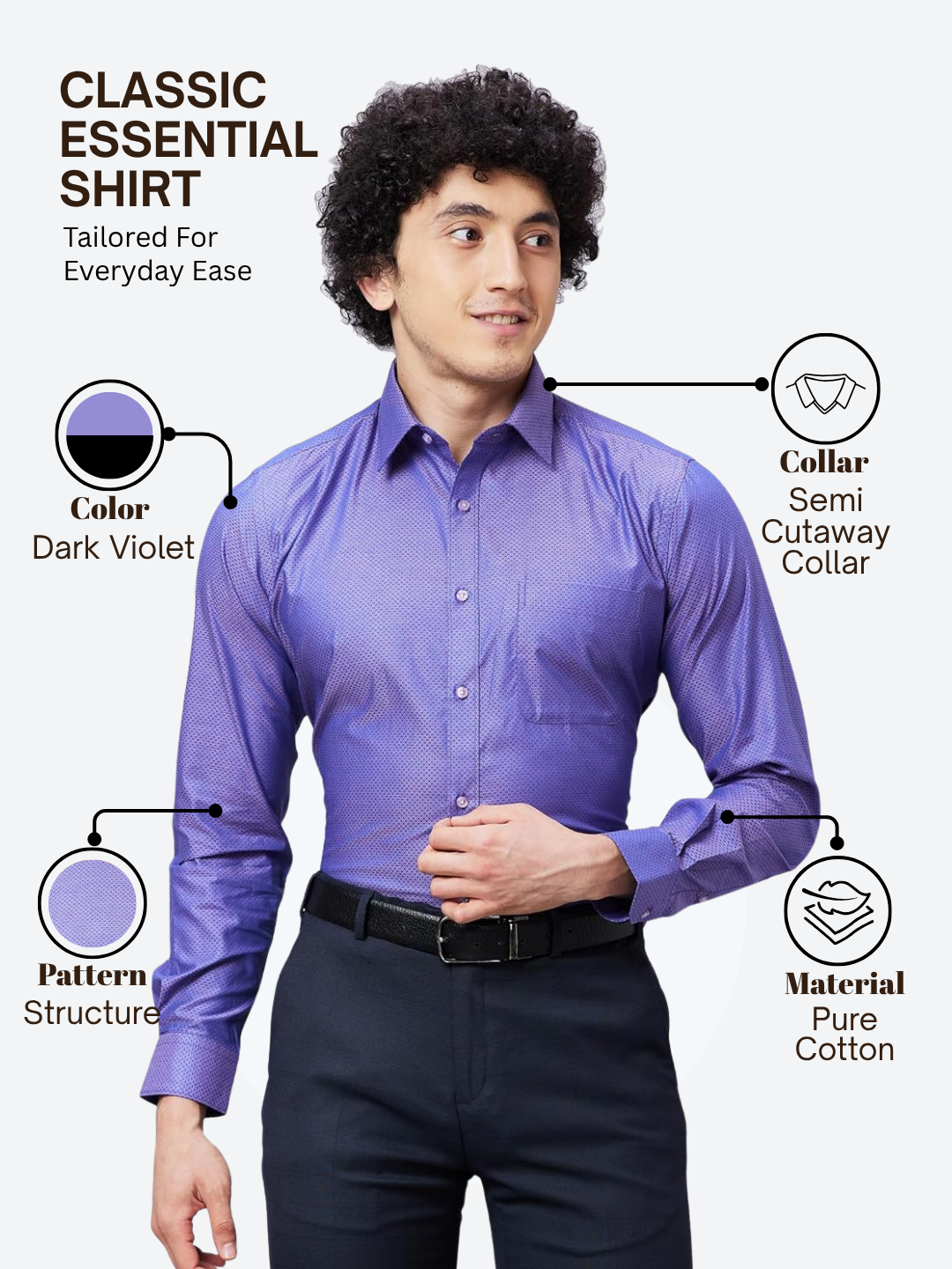 Raymond Men Violet Slim Fit Structure Formal Shirt