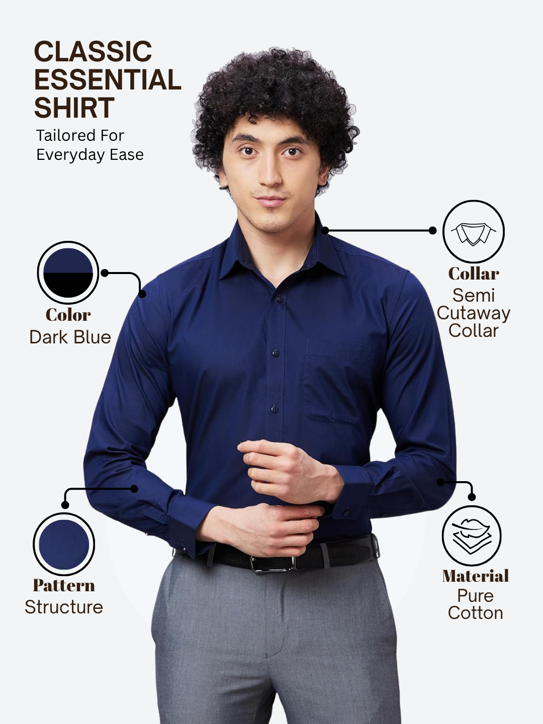 Raymond Men Blue Regular Fit Structure Formal Shirt