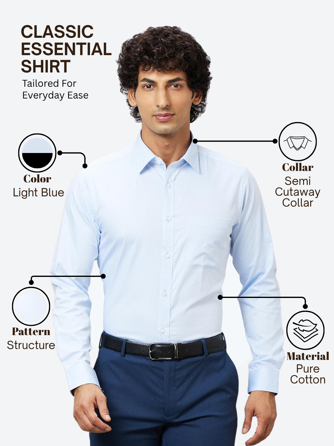 Raymond Men Blue Slim Fit Structure Formal Shirt