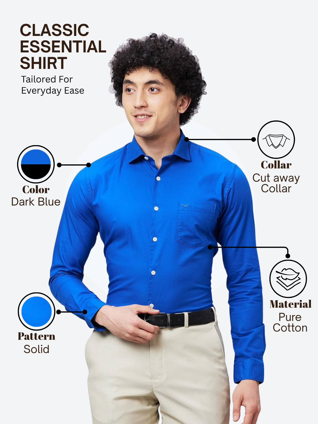 Park Avenue Men Blue Slim Fit Solid Casual Shirt