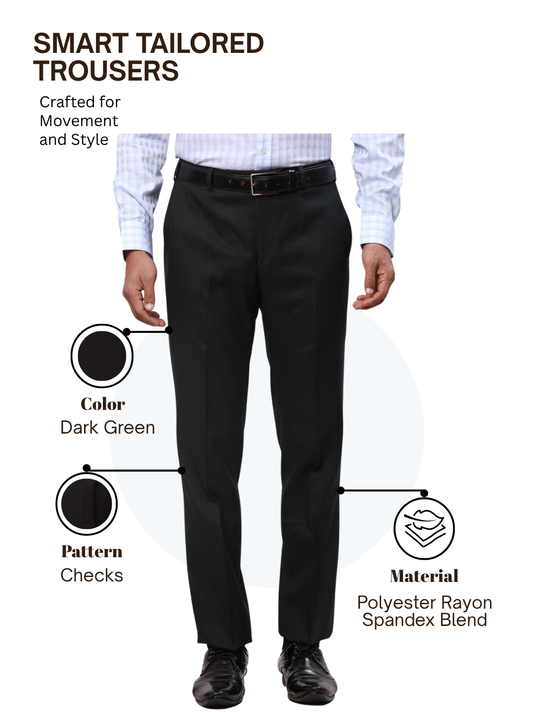 Park Avenue Men Green Smart Fit Checks Trouser