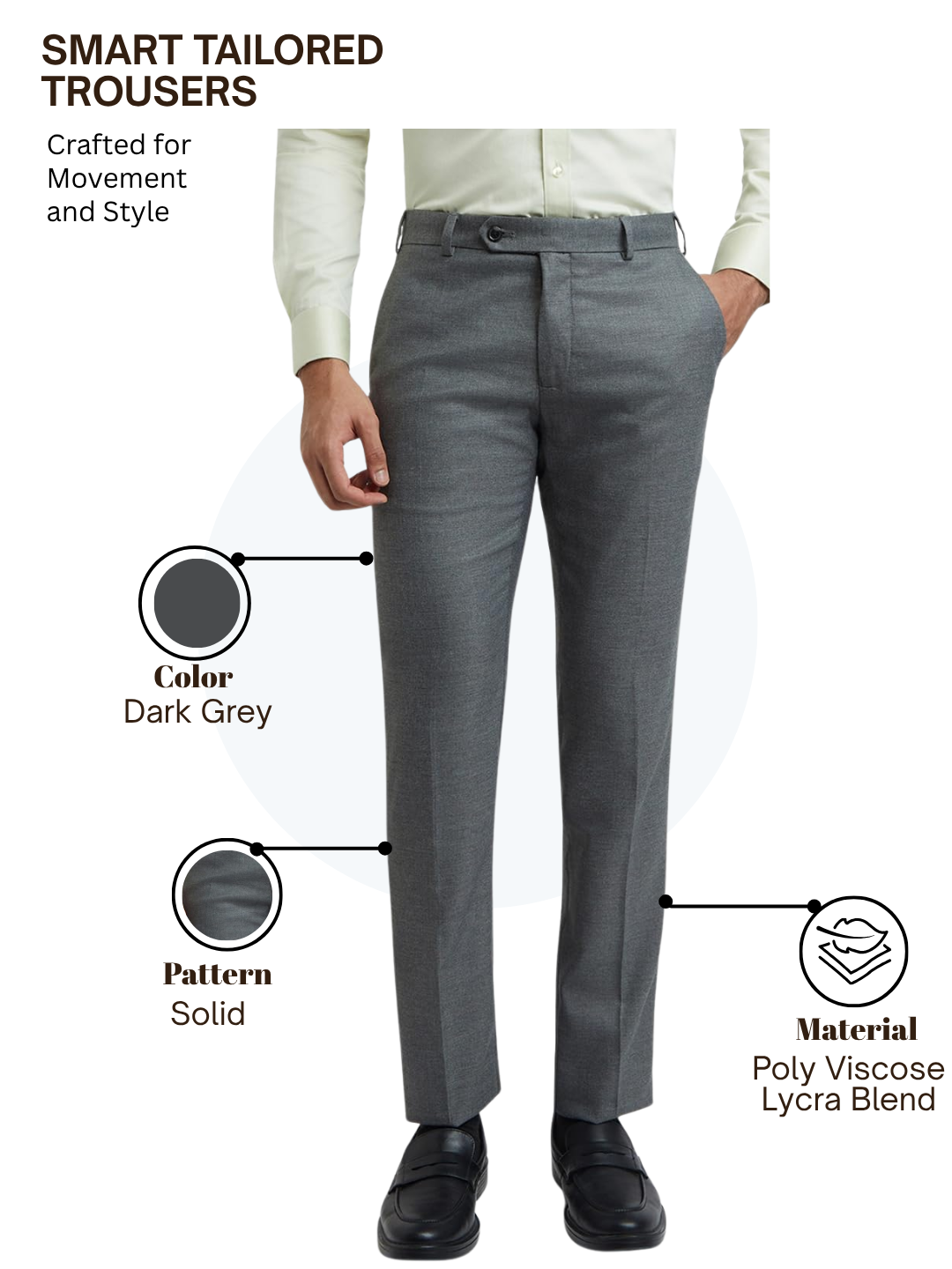 Raymond Men Grey Slim Fit Solid Trouser