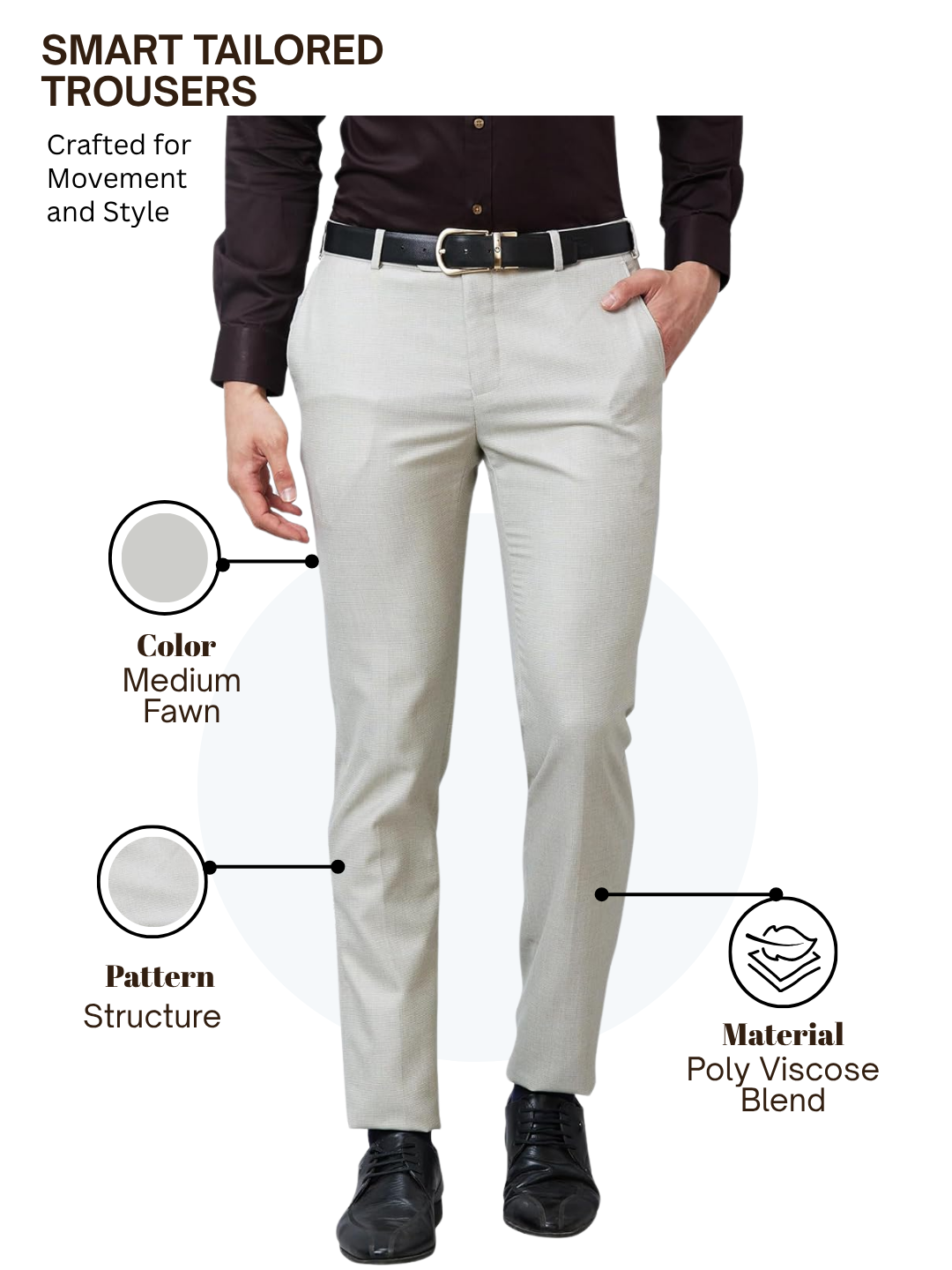 Raymond Men Fawn Slim Fit Structure Trouser