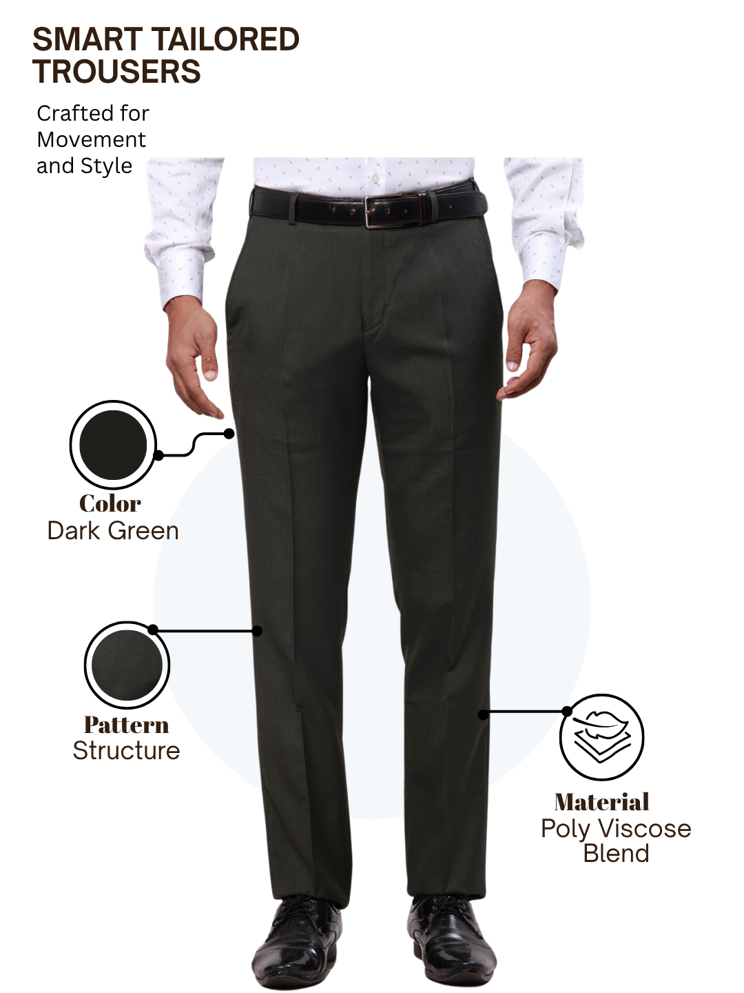 Park Avenue Men Green Smart Fit Structure Trouser
