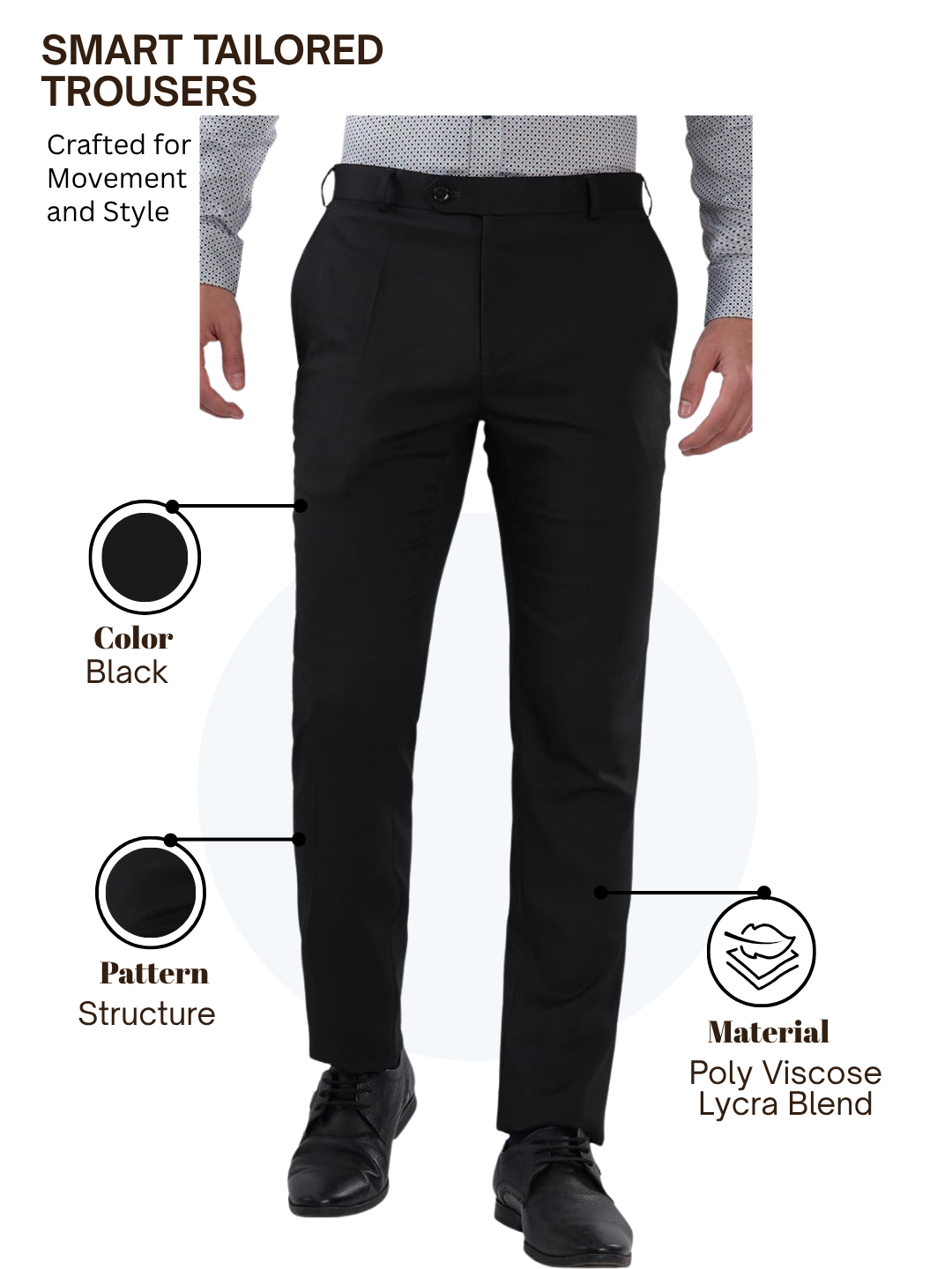 Raymond Men Black Slim Fit Structure Trouser