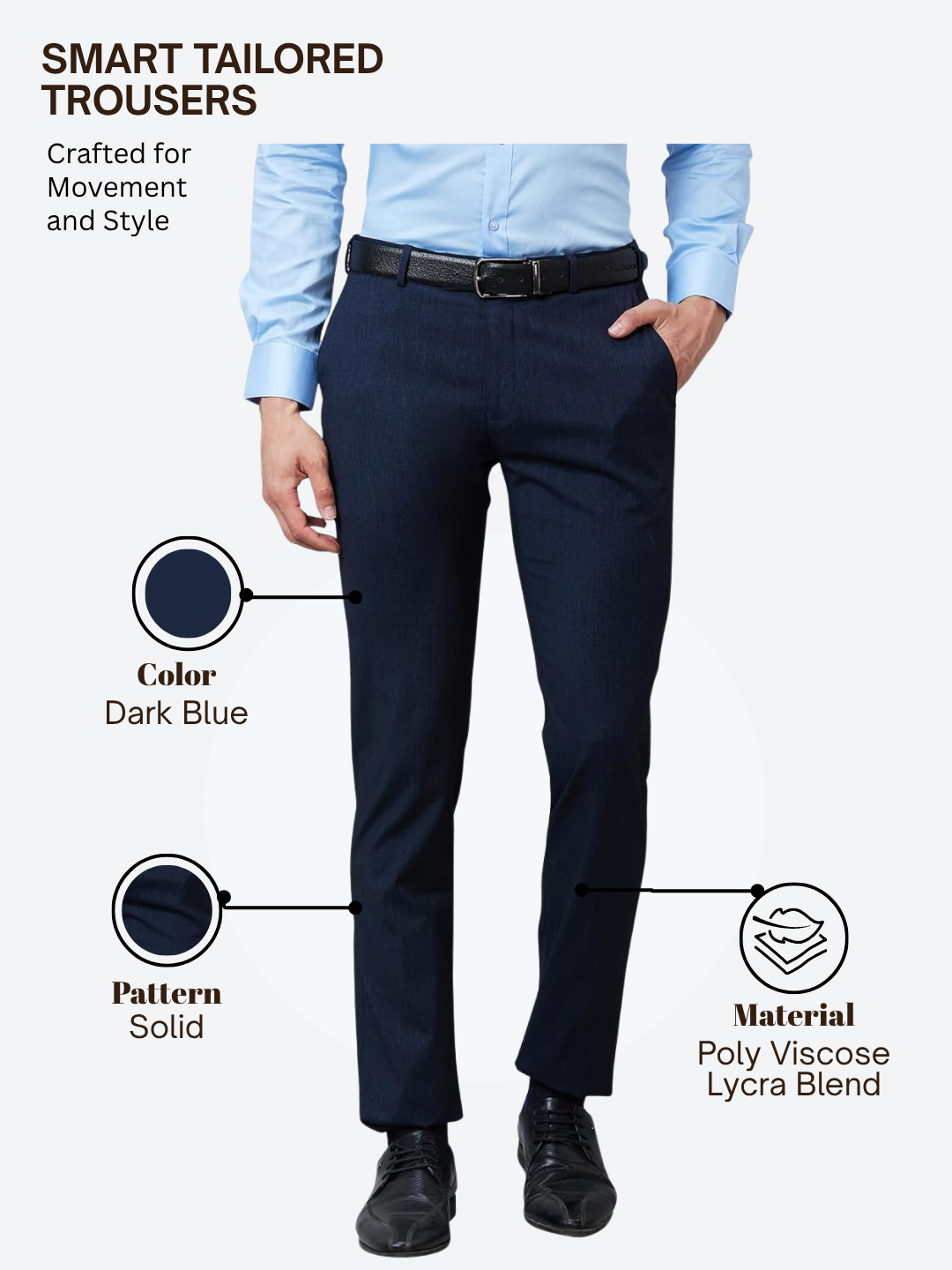 Raymond Men Blue Slim Fit Solid Trouser