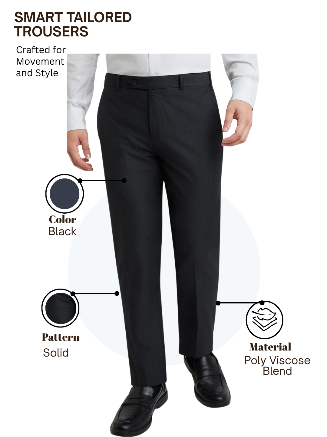 Raymond Men Black Slim Fit Solid Trouser
