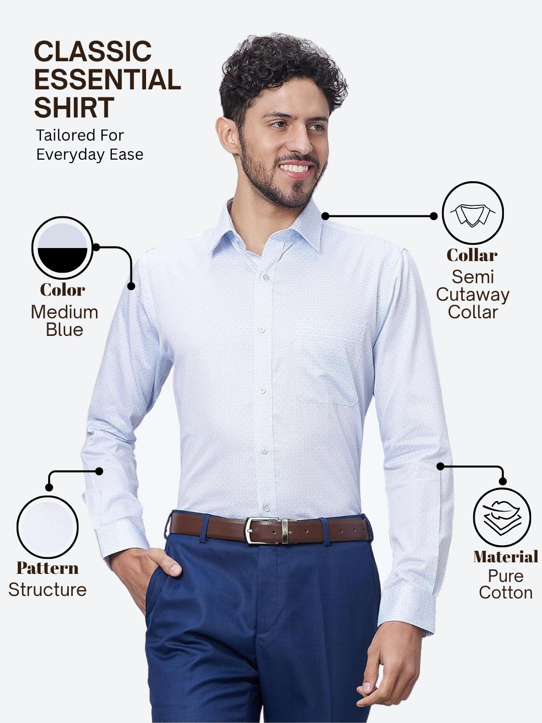Raymond Men Blue Slim Fit Structure Formal Shirt