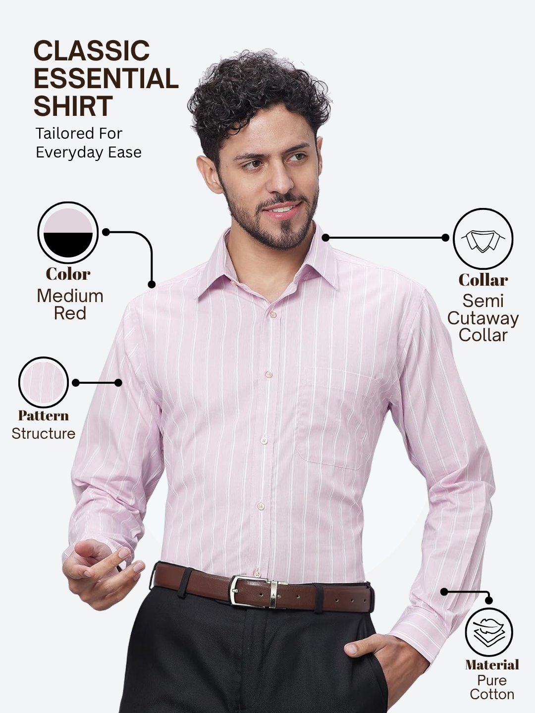 Raymond Men Pink Slim Fit Structure Formal Shirt