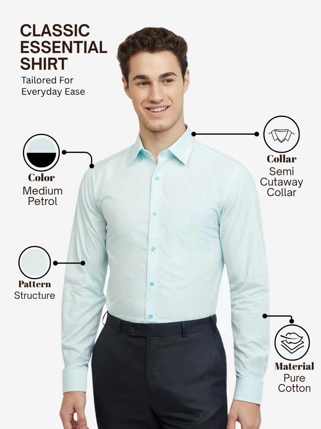 Raymond Men Blue Slim Fit Structure Formal Shirt