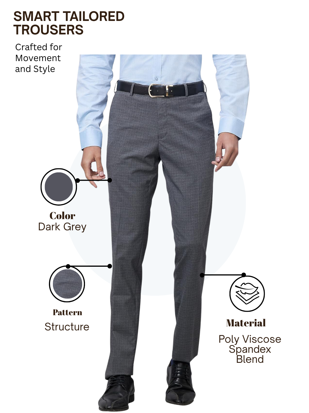 Raymond Men Grey Slim Fit Structure Trouser