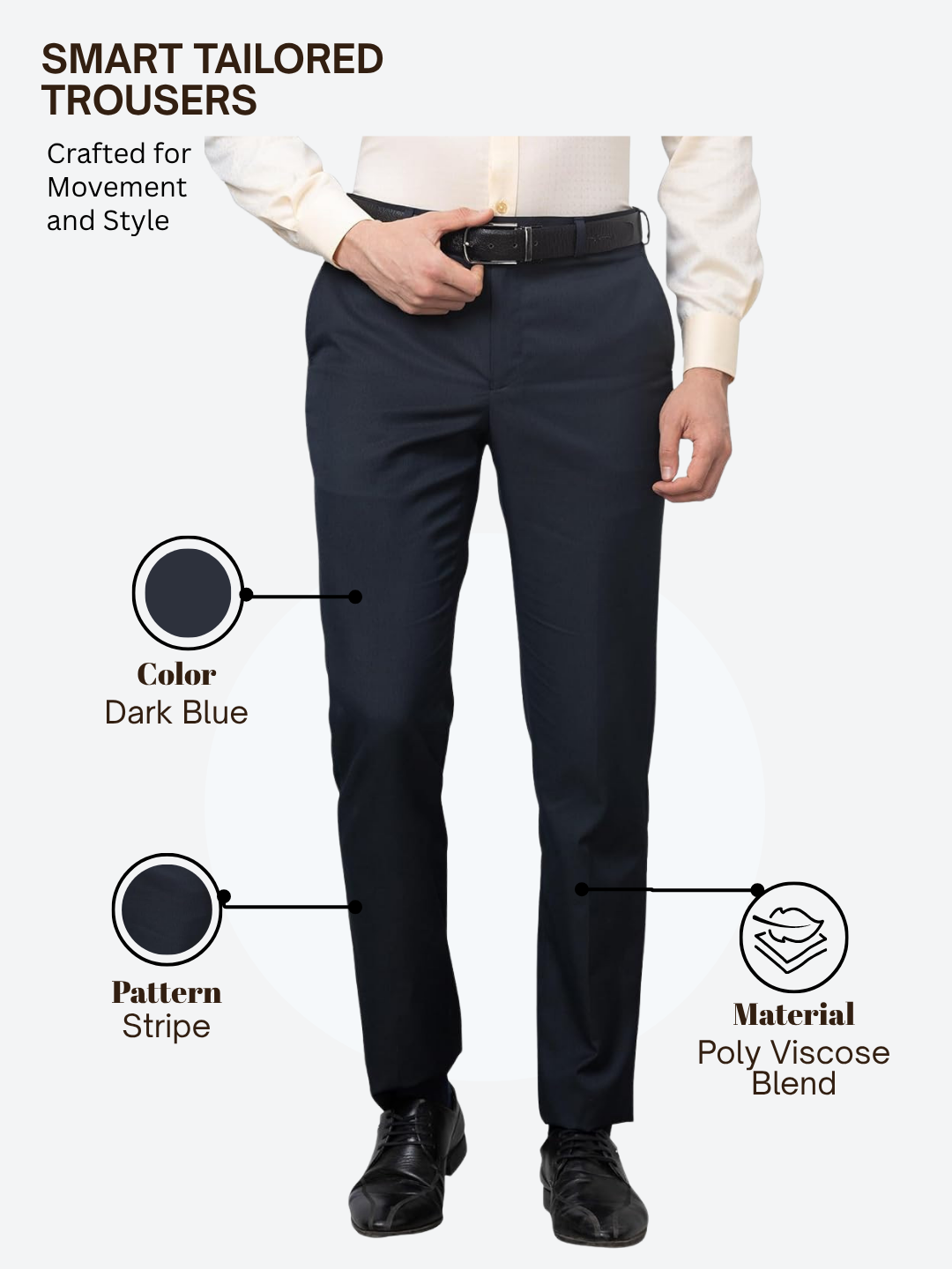 Park Avenue Men Blue Smart Fit Stripe Trouser