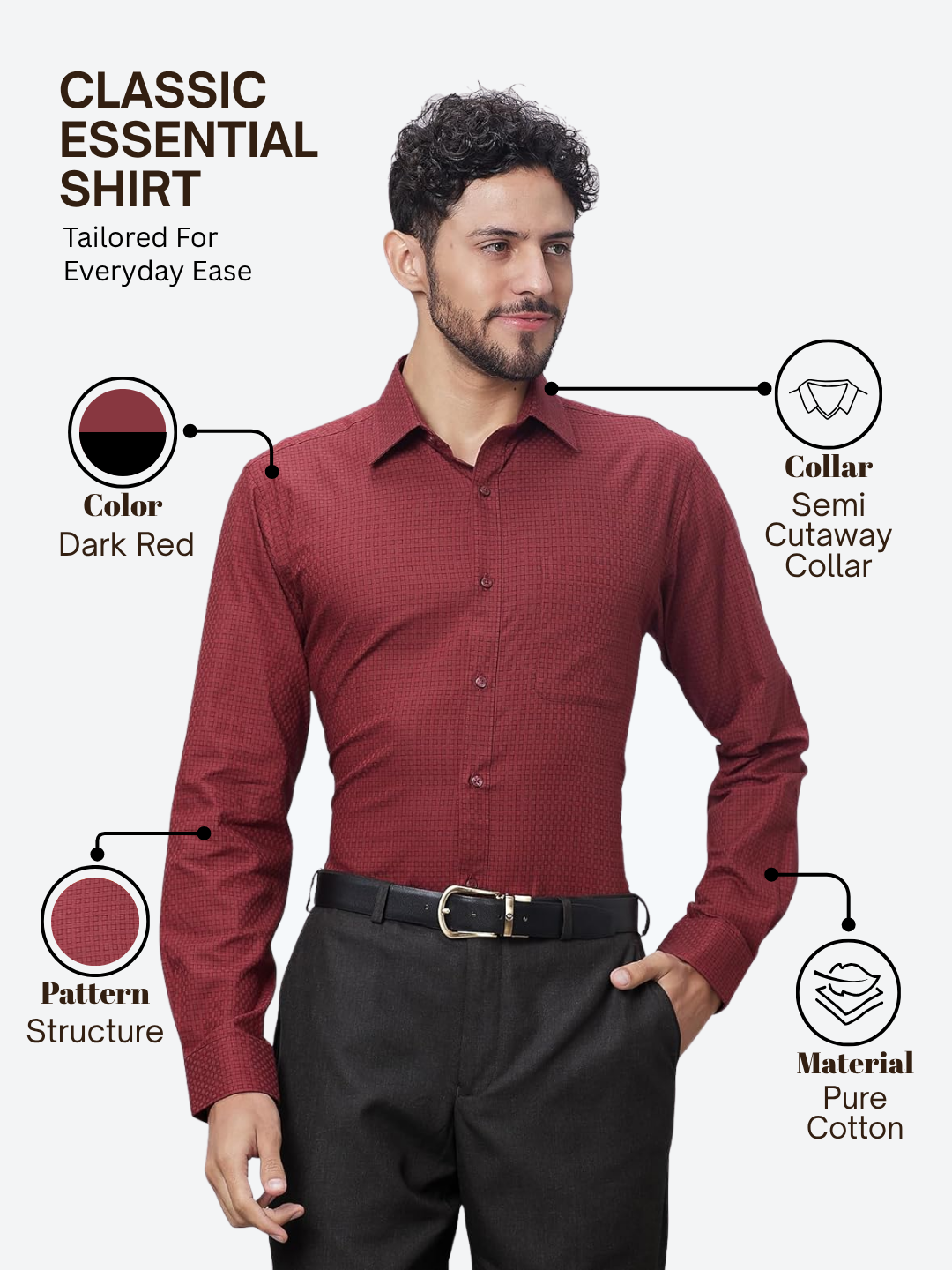 Raymond Men Red Slim Fit Structure Formal Shirt