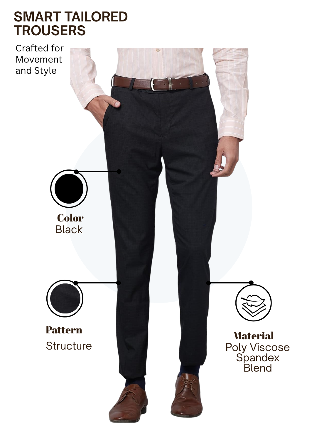 Raymond Men Black Slim Fit Structure Trouser