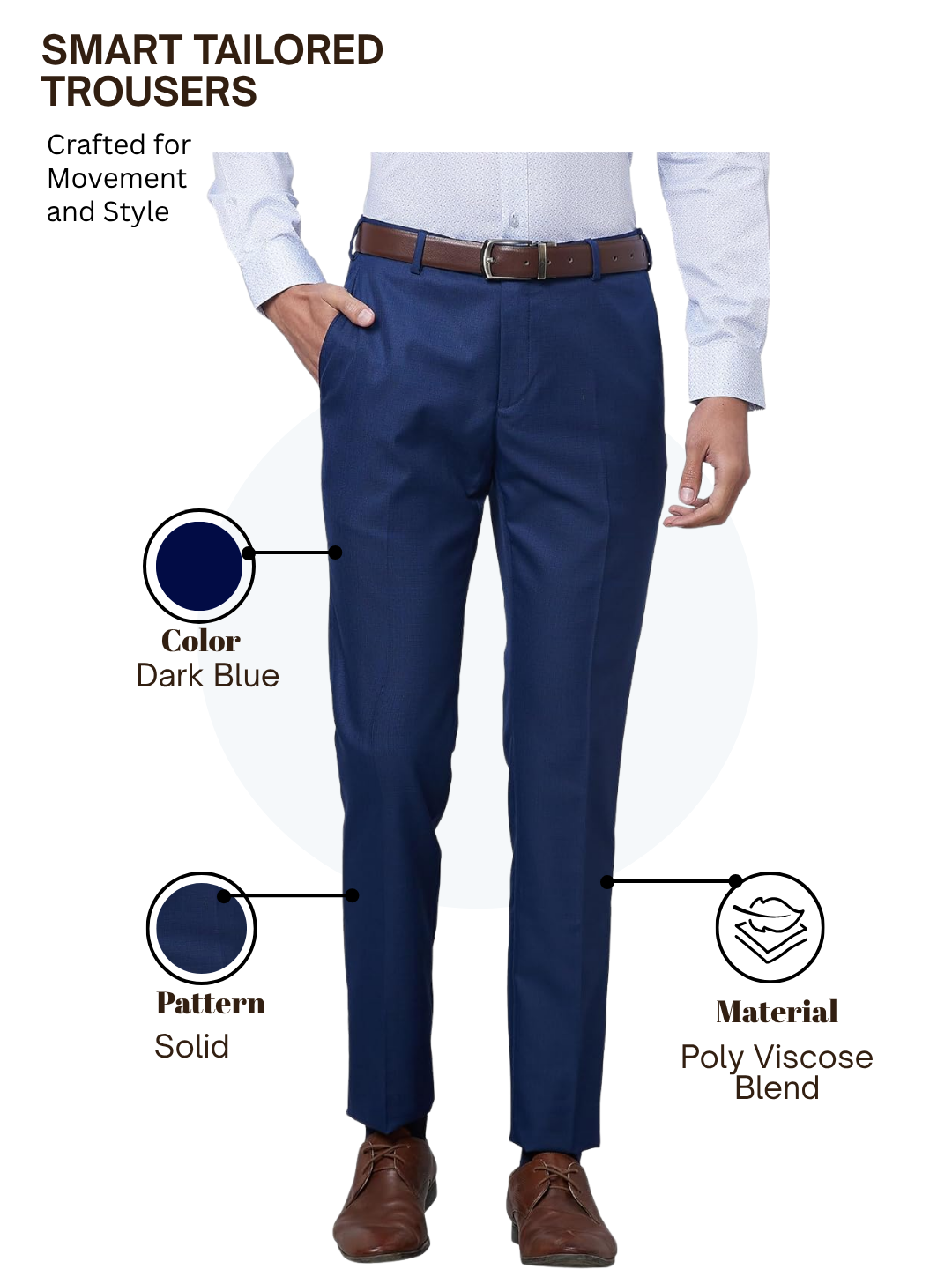 Raymond Men Blue Slim Fit Solid Trouser