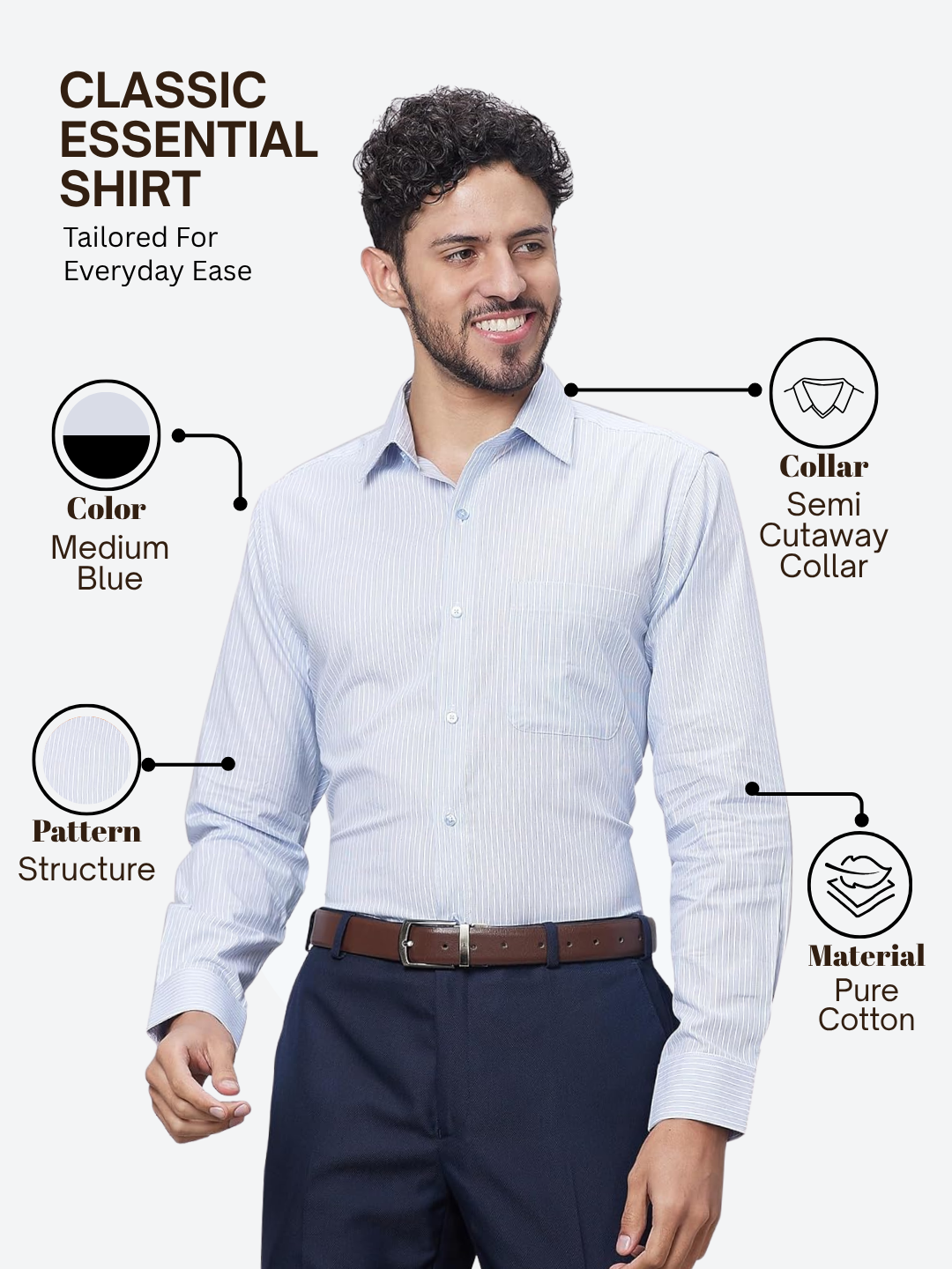 Raymond Men Blue Slim Fit Structure Formal Shirt