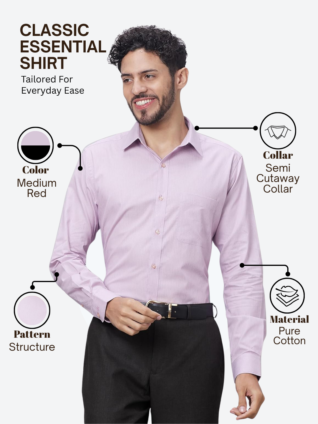 Raymond Men Red Slim Fit Structure Formal Shirt
