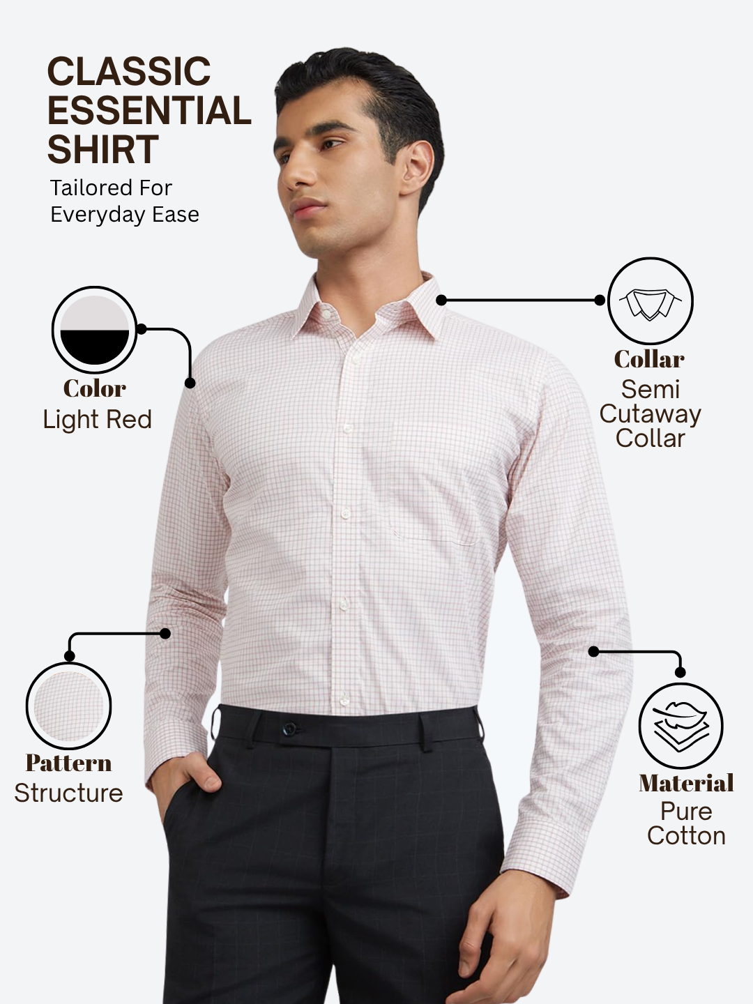 Raymond Men Pink Slim Fit Structure Formal Shirt