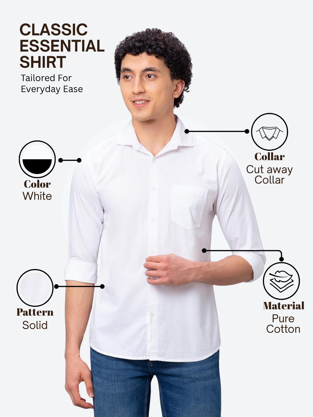 Park Avenue Men White Slim Fit Solid Casual Shirt