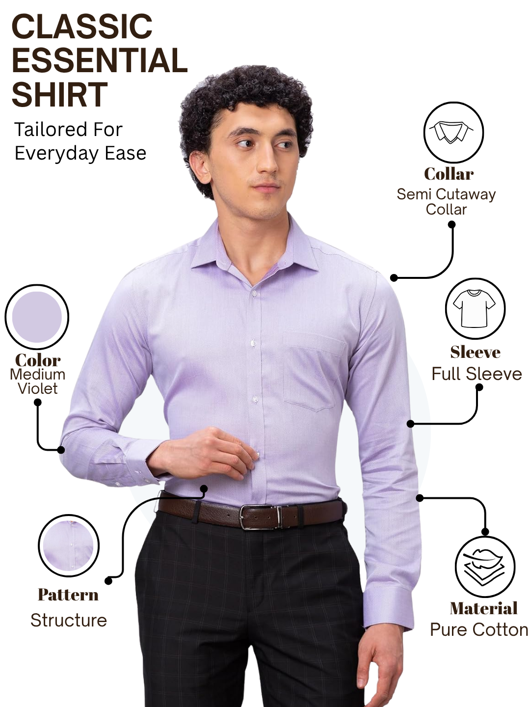 Park Avenue Men Purple Slim Fit Structure Formal Shirt