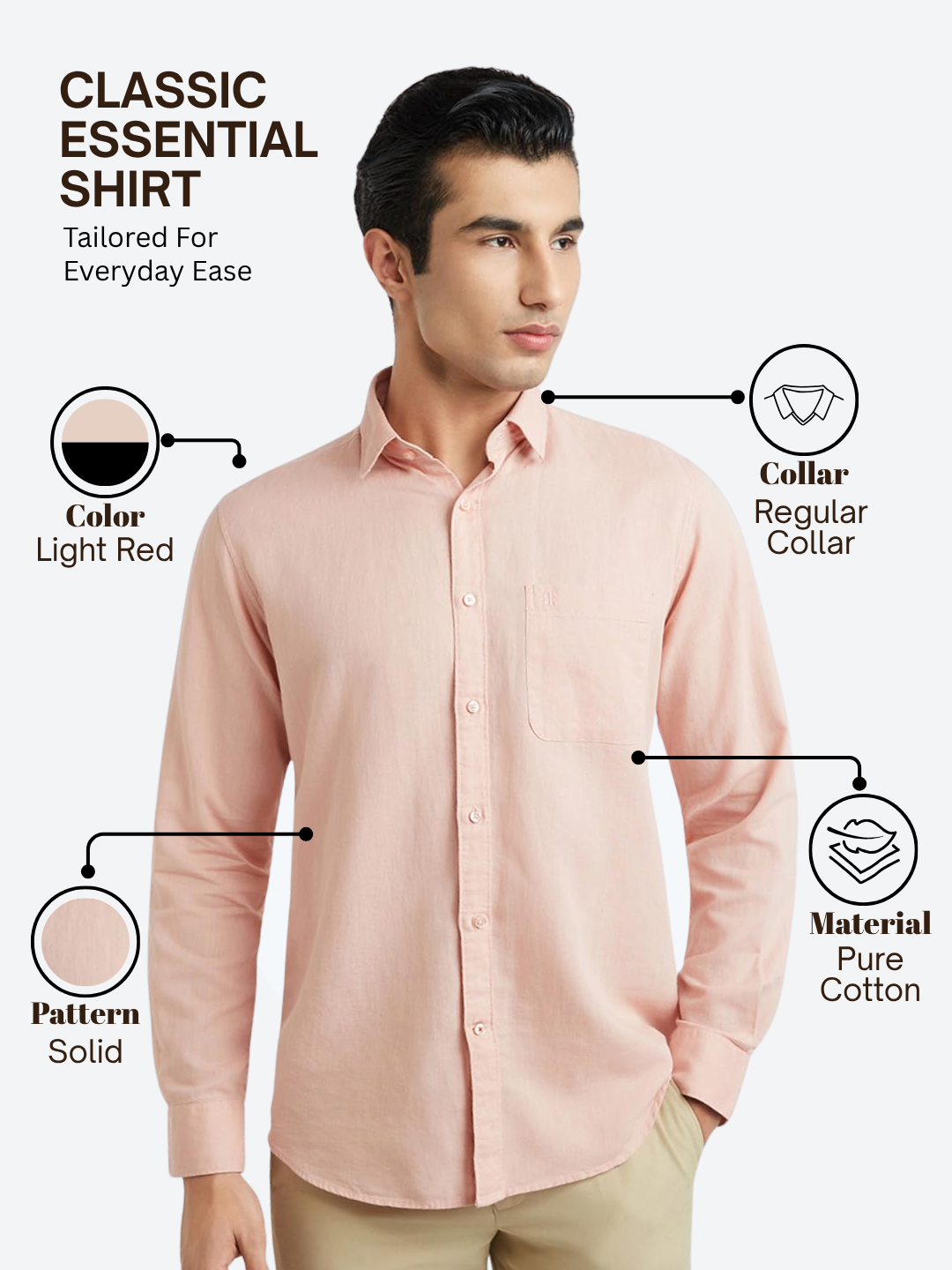 Raymond Men Red Slim Fit Solid Casual Shirt