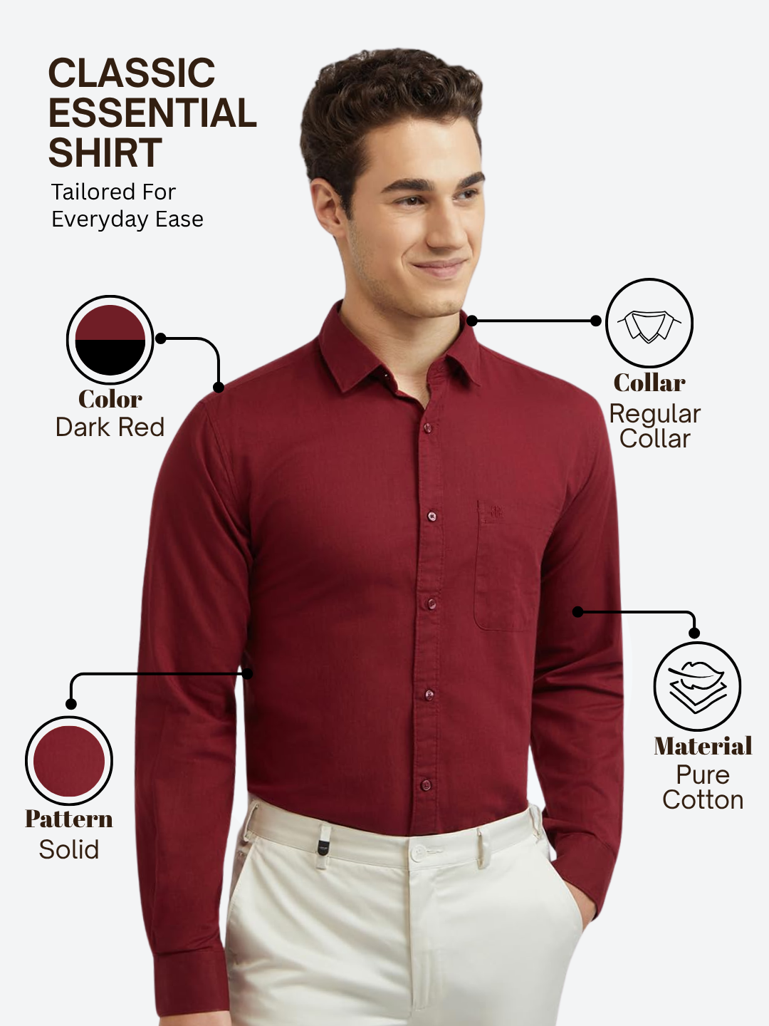 Raymond Men Red Slim Fit Solid Casual Shirt