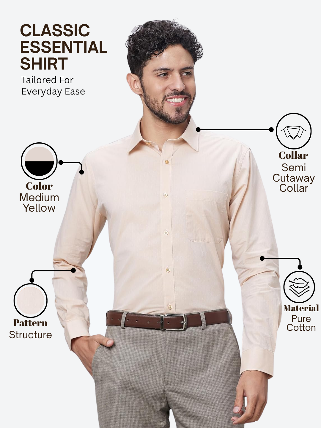Raymond Men Yellow Slim Fit Structure Formal Shirt