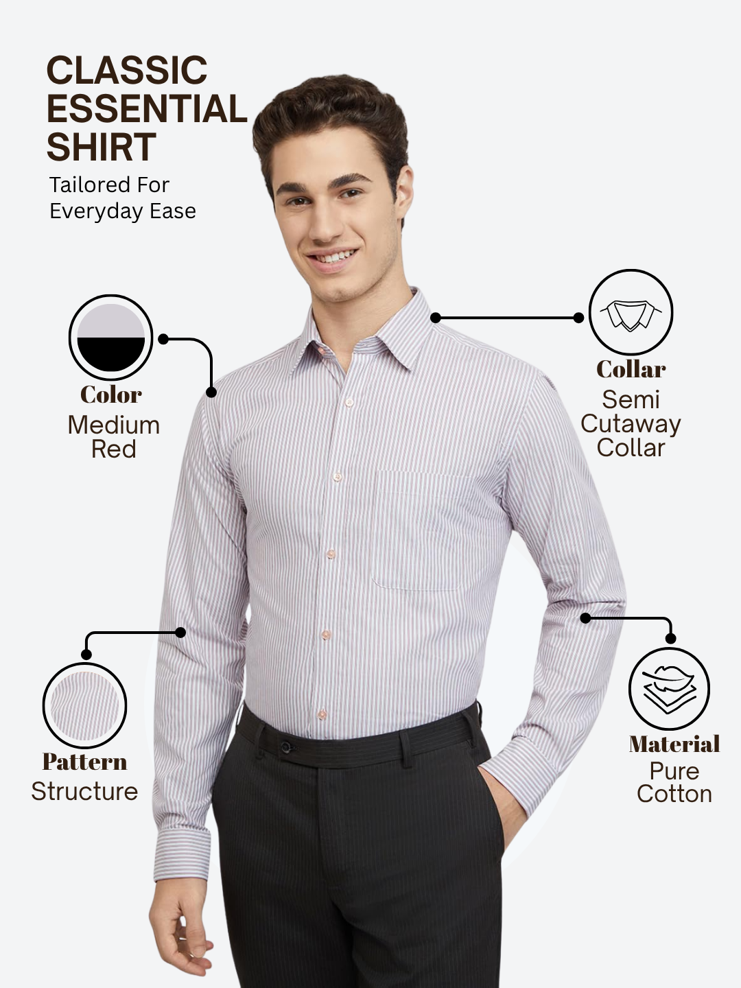 Raymond Men Pink Slim Fit Structure Formal Shirt