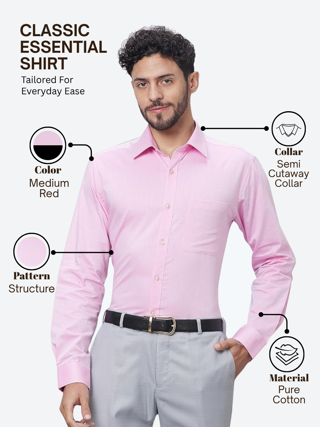 Raymond Men Pink Slim Fit Structure Formal Shirt