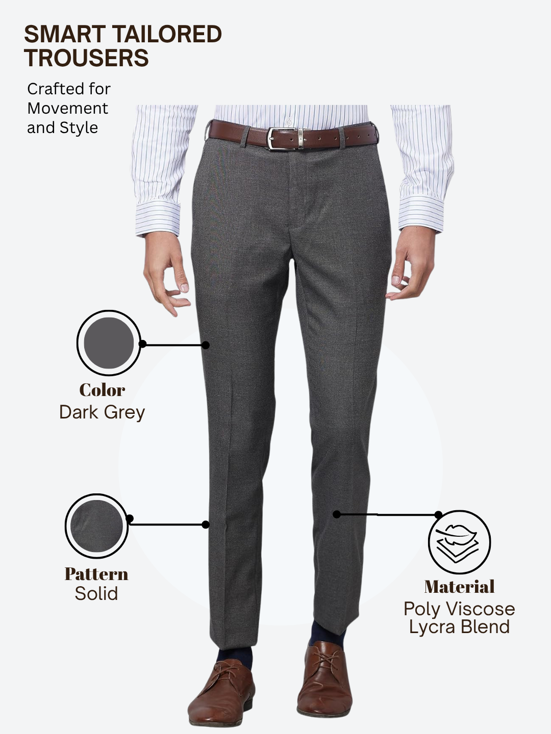 Raymond Men Grey Slim Fit Solid Trouser