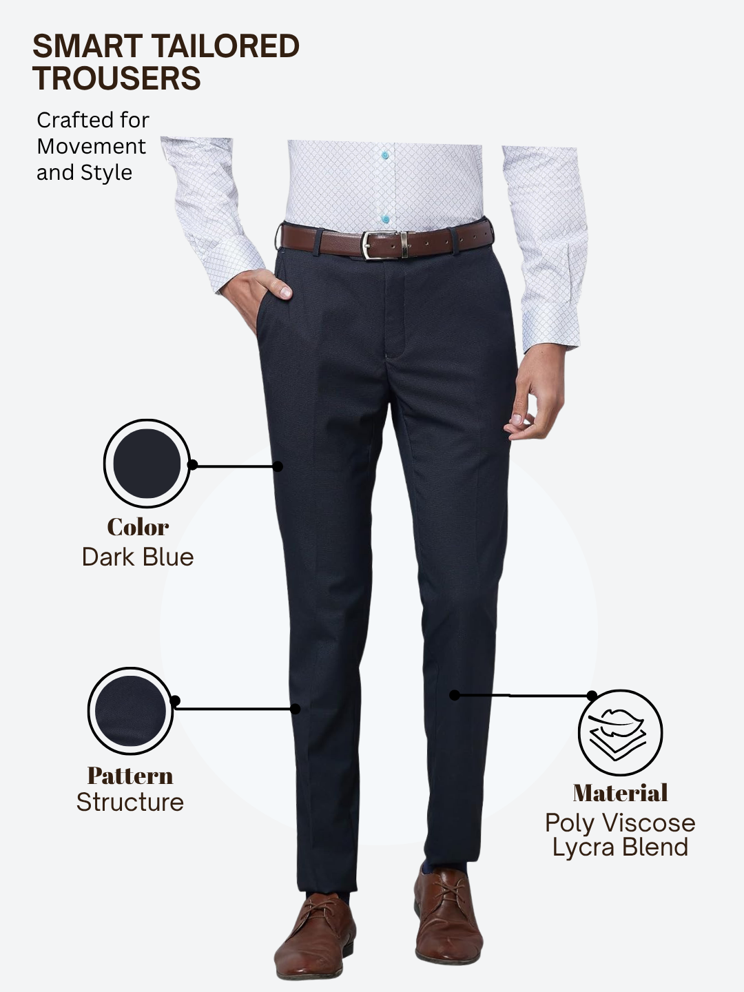 Raymond Men Blue Slim Fit Structure Trouser