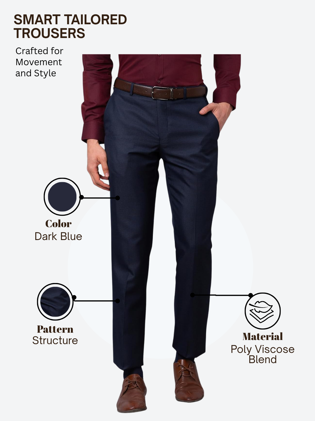 Park Avenue Men Blue Smart Fit Structure Trouser
