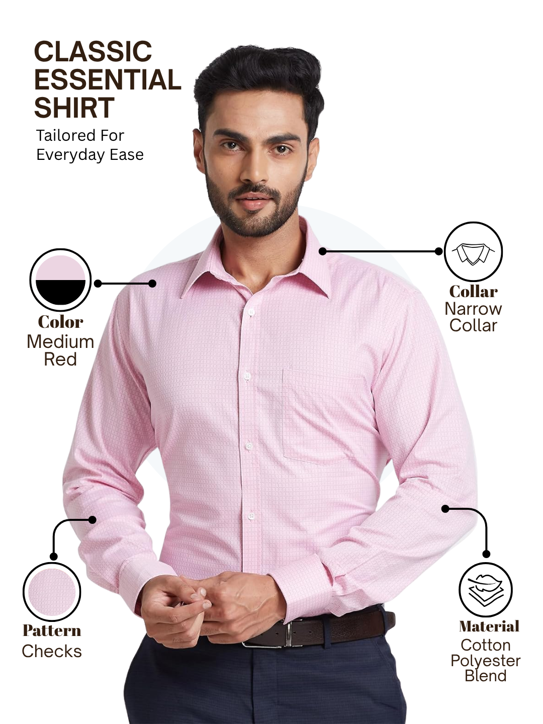 Park Avenue Men Pink Slim Fit Checks Formal Shirt