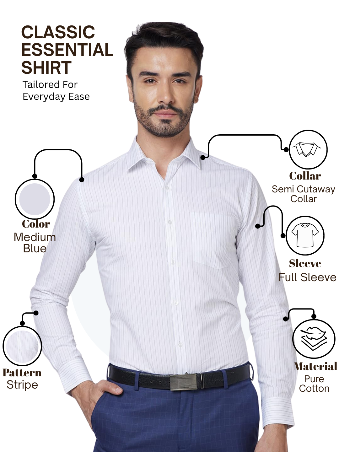 Park Avenue Men Blue Slim Fit Stripe Formal Shirt