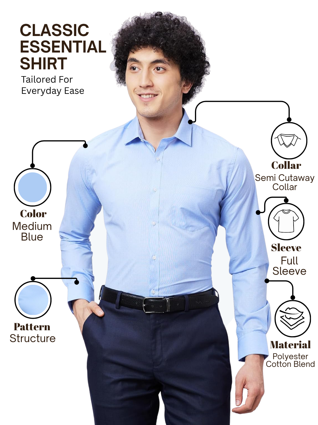 Park Avenue Men Blue Slim Fit Self Design Formal Shirt
