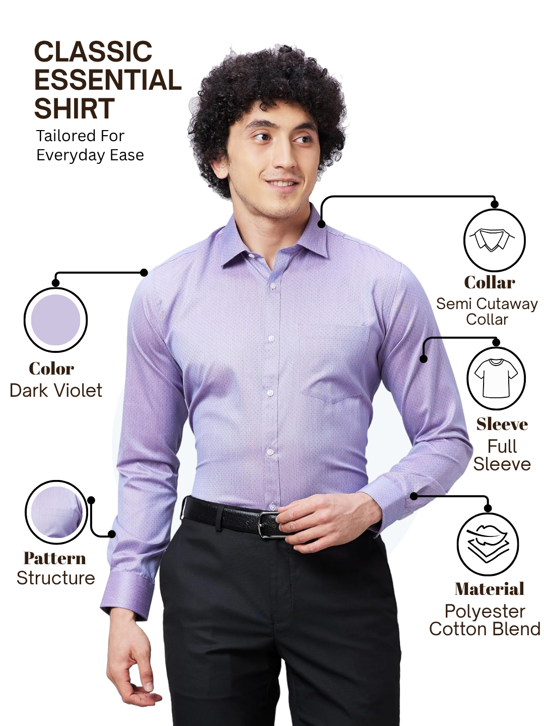 Park Avenue Men Violet Slim Fit Self Design Formal Shirt