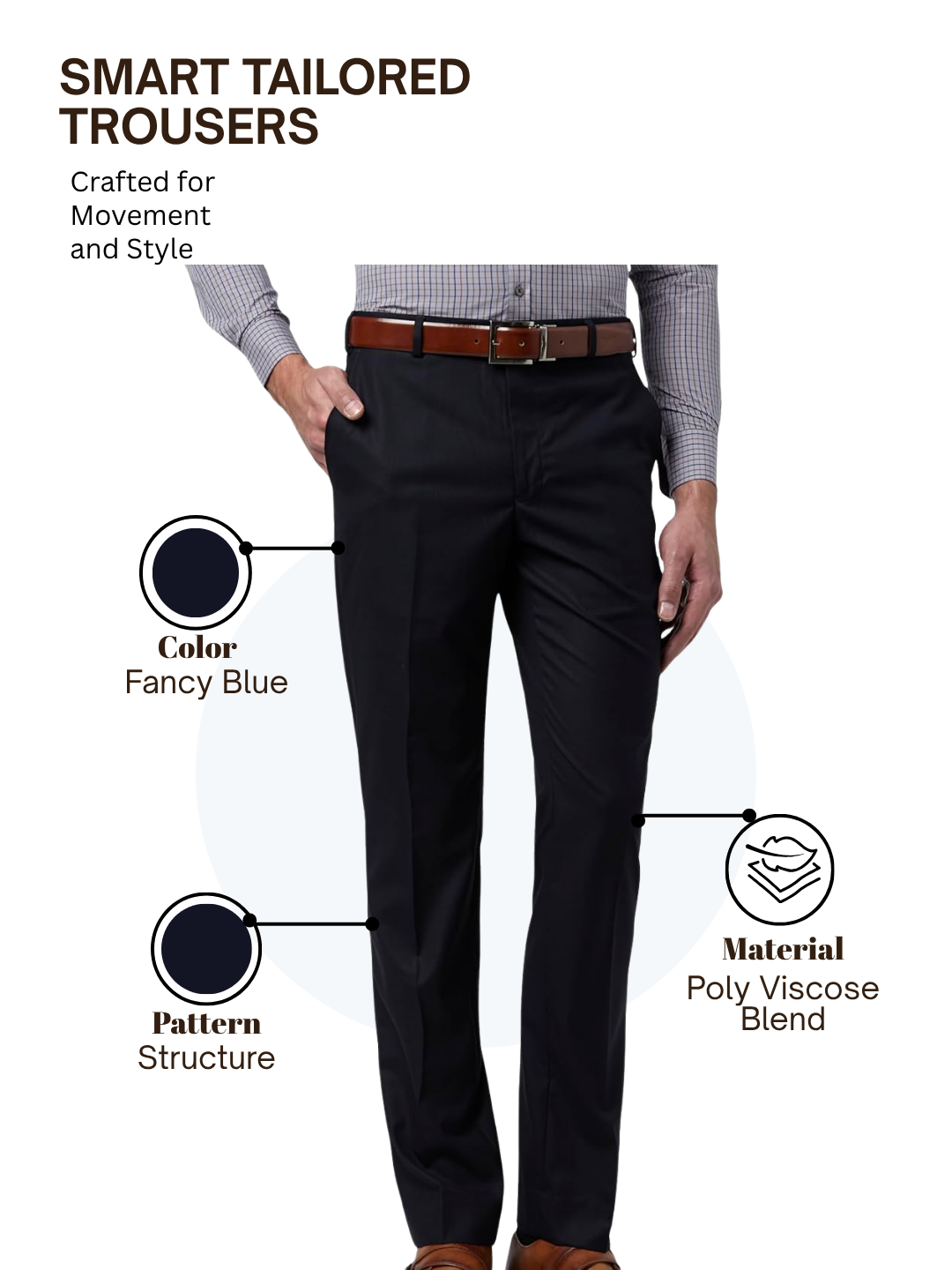 Park Avenue Men Blue Smart Fit Structure Trouser
