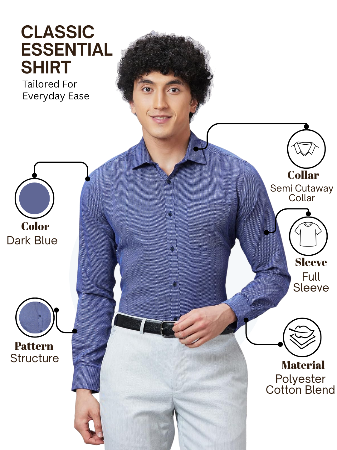 Park Avenue Men Blue Slim Fit Self Design Formal Shirt