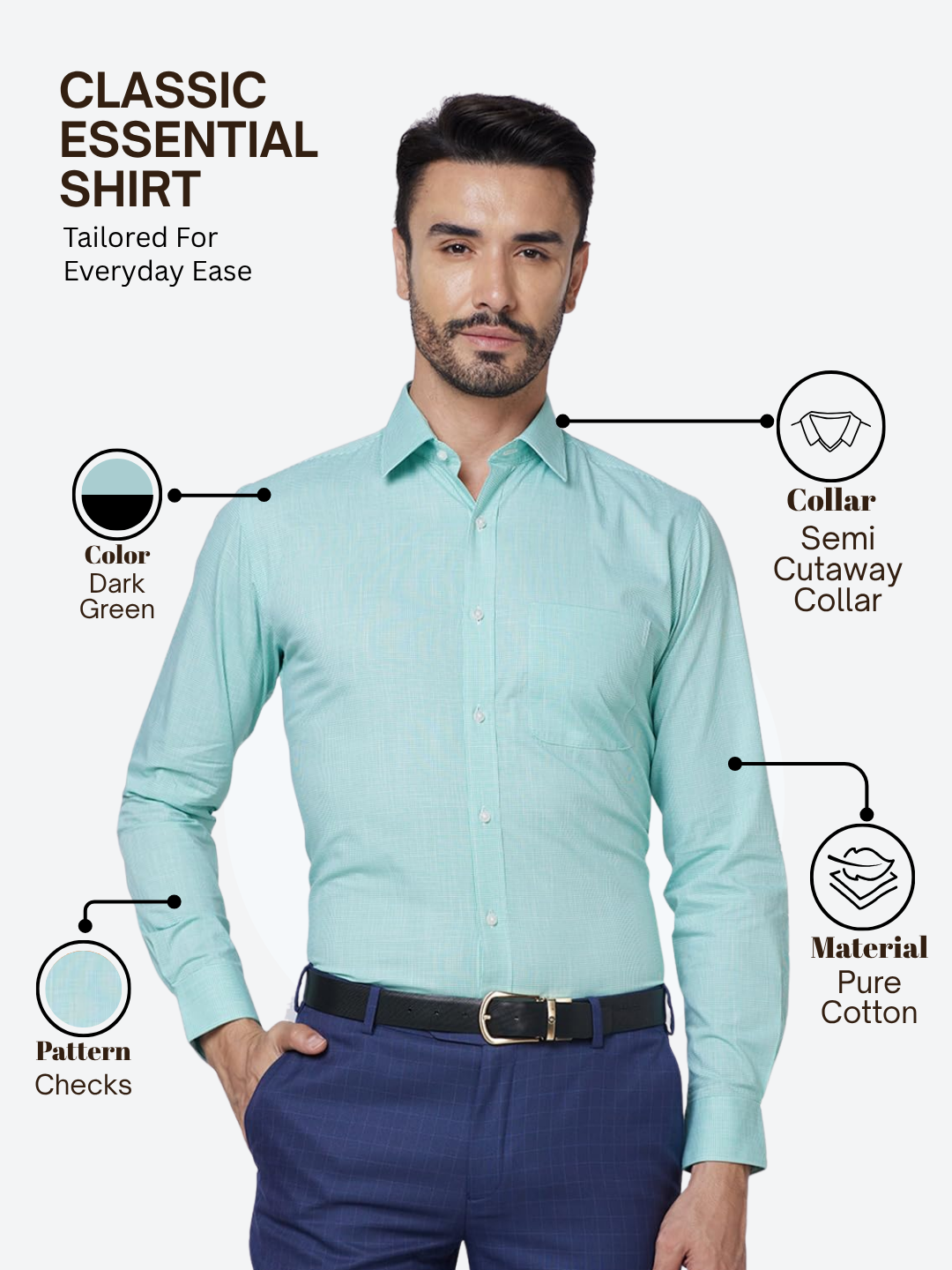 Raymond Men Green Slim Fit Checks Formal Shirt