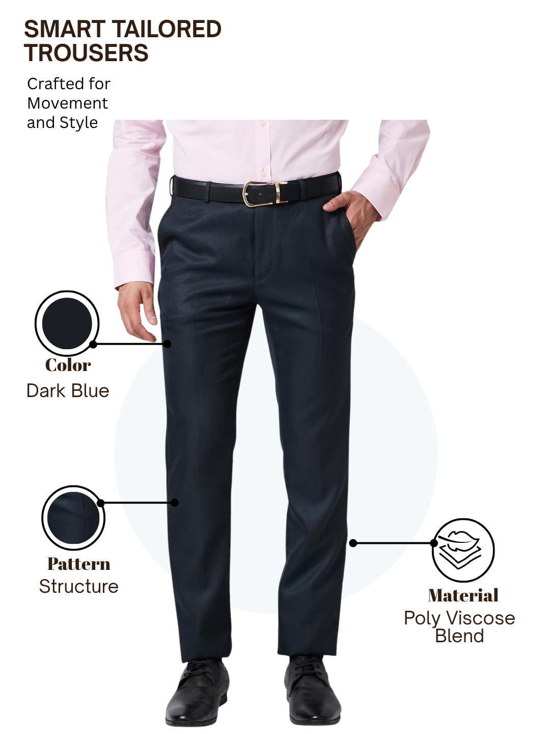 Raymond Men Blue Slim Fit Structure Trouser