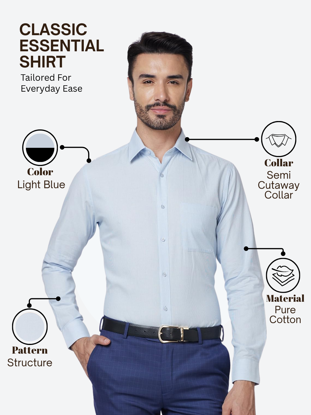 Raymond Men Blue Slim Fit Structure Formal Shirt