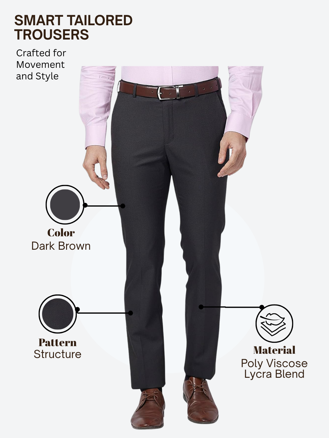 Raymond Men Brown Slim Fit Structure Trouser