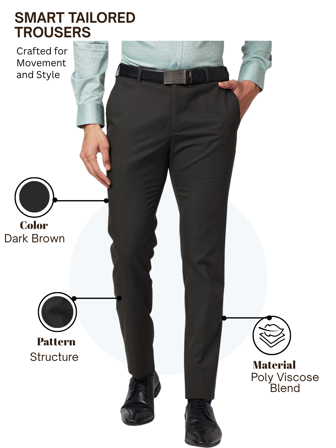 Raymond Men Brown Slim Fit Structure Trouser