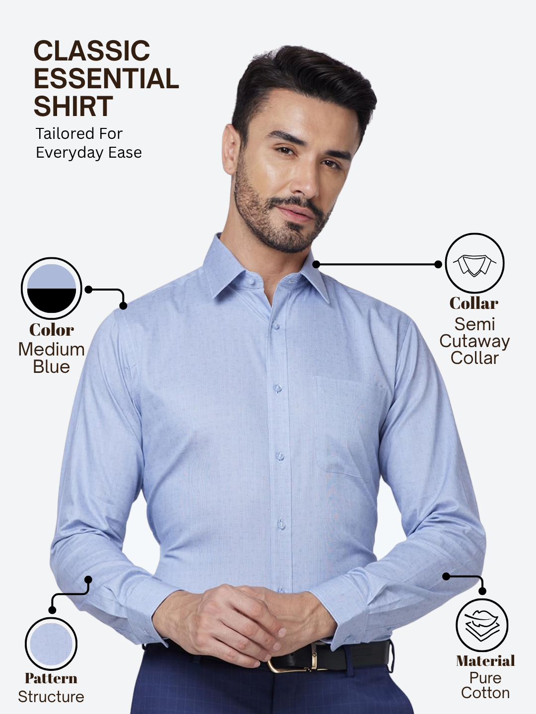 Raymond Men Blue Slim Fit Structure Formal Shirt