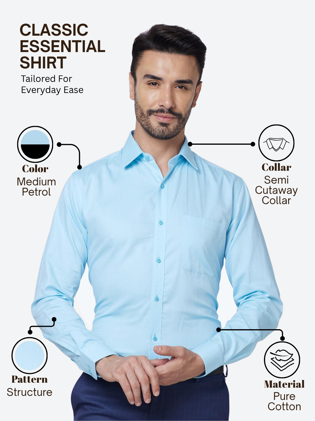 Raymond Men Blue Slim Fit Structure Formal Shirt