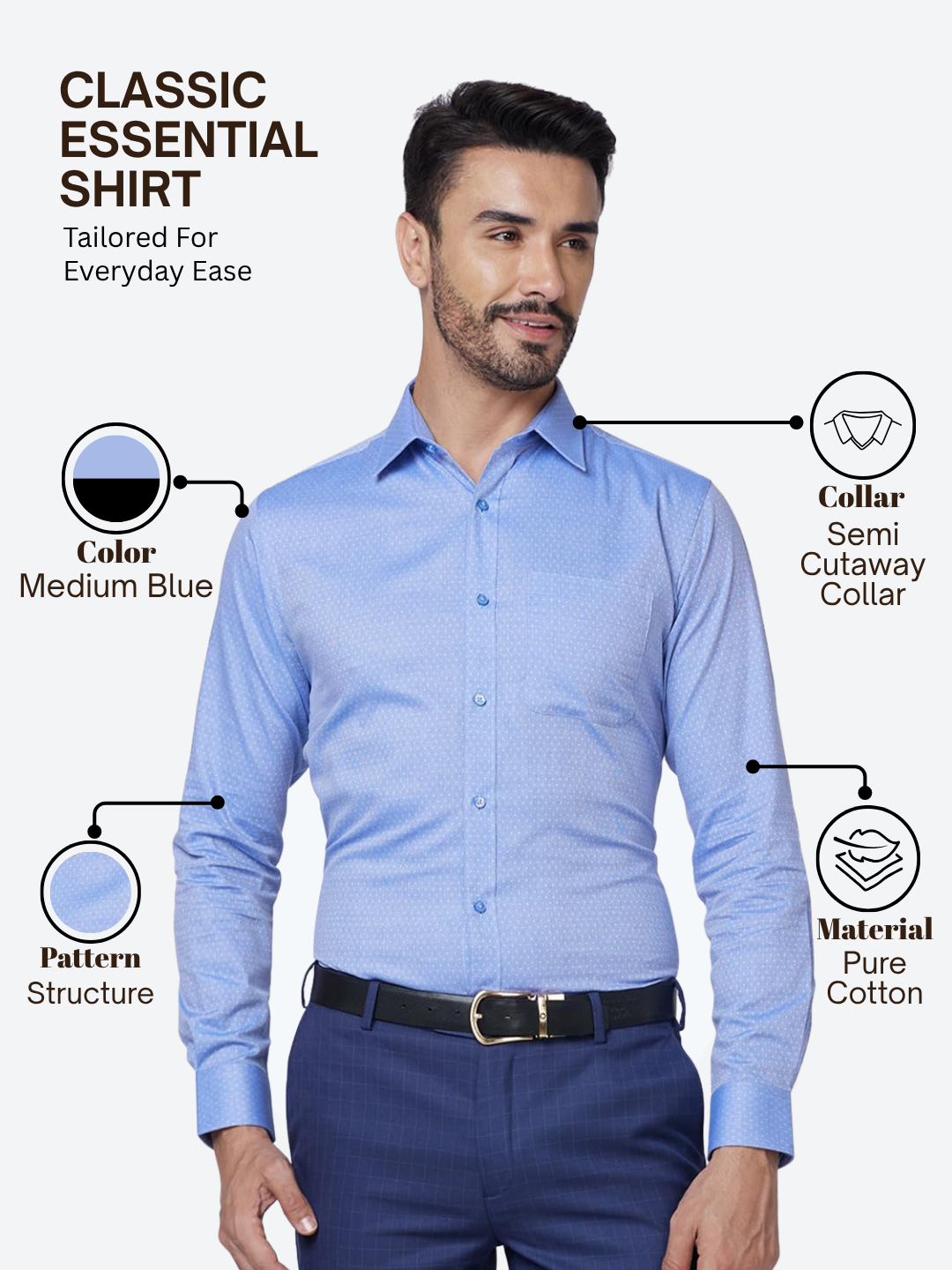 Raymond Men Blue Slim Fit Structure Formal Shirt