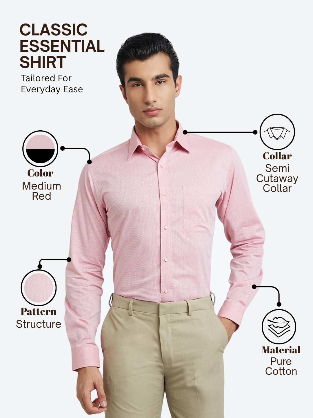 Raymond Men Pink Slim Fit Structure Formal Shirt