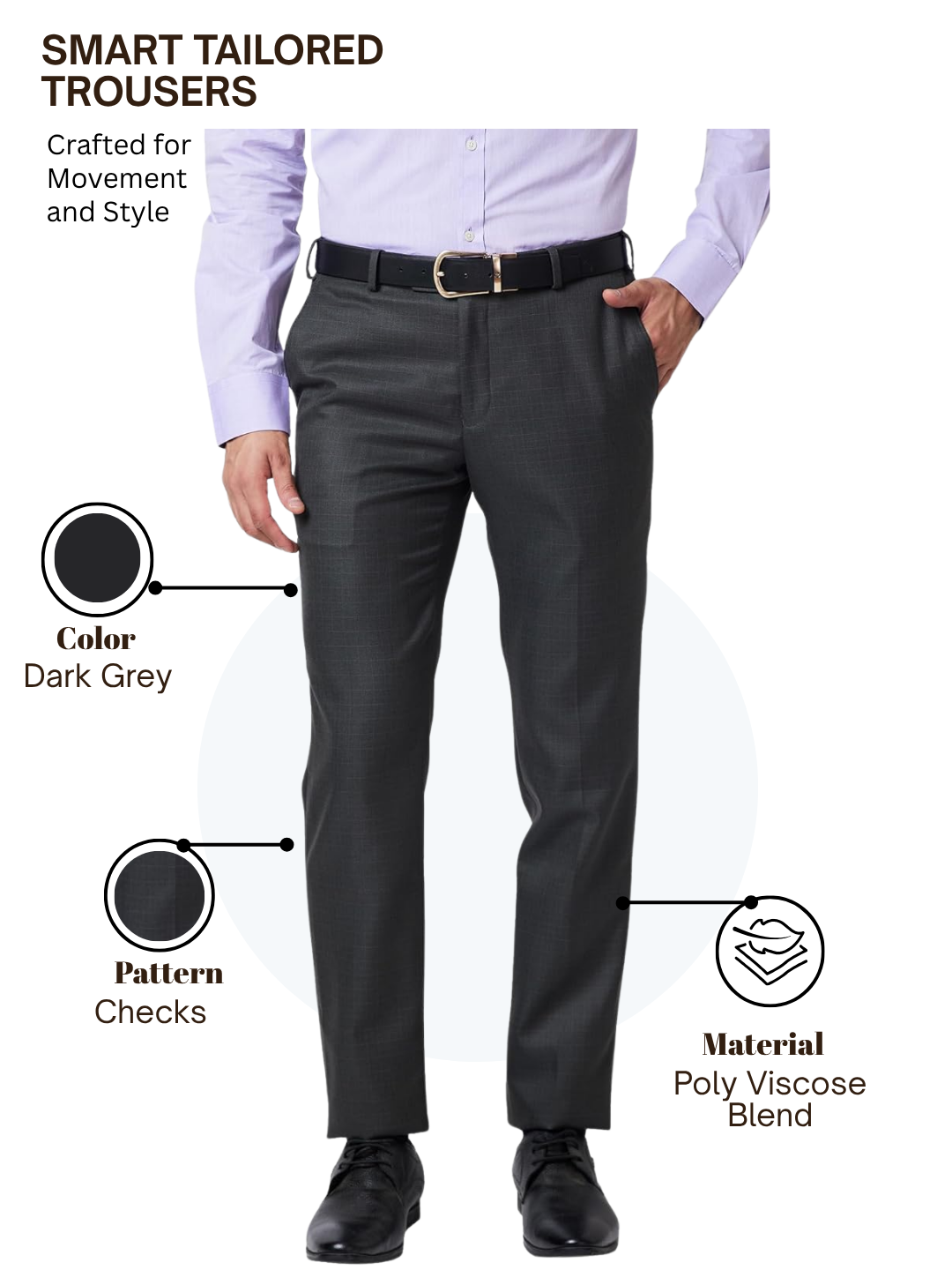 Raymond Men Grey Slim Fit Checks Trouser