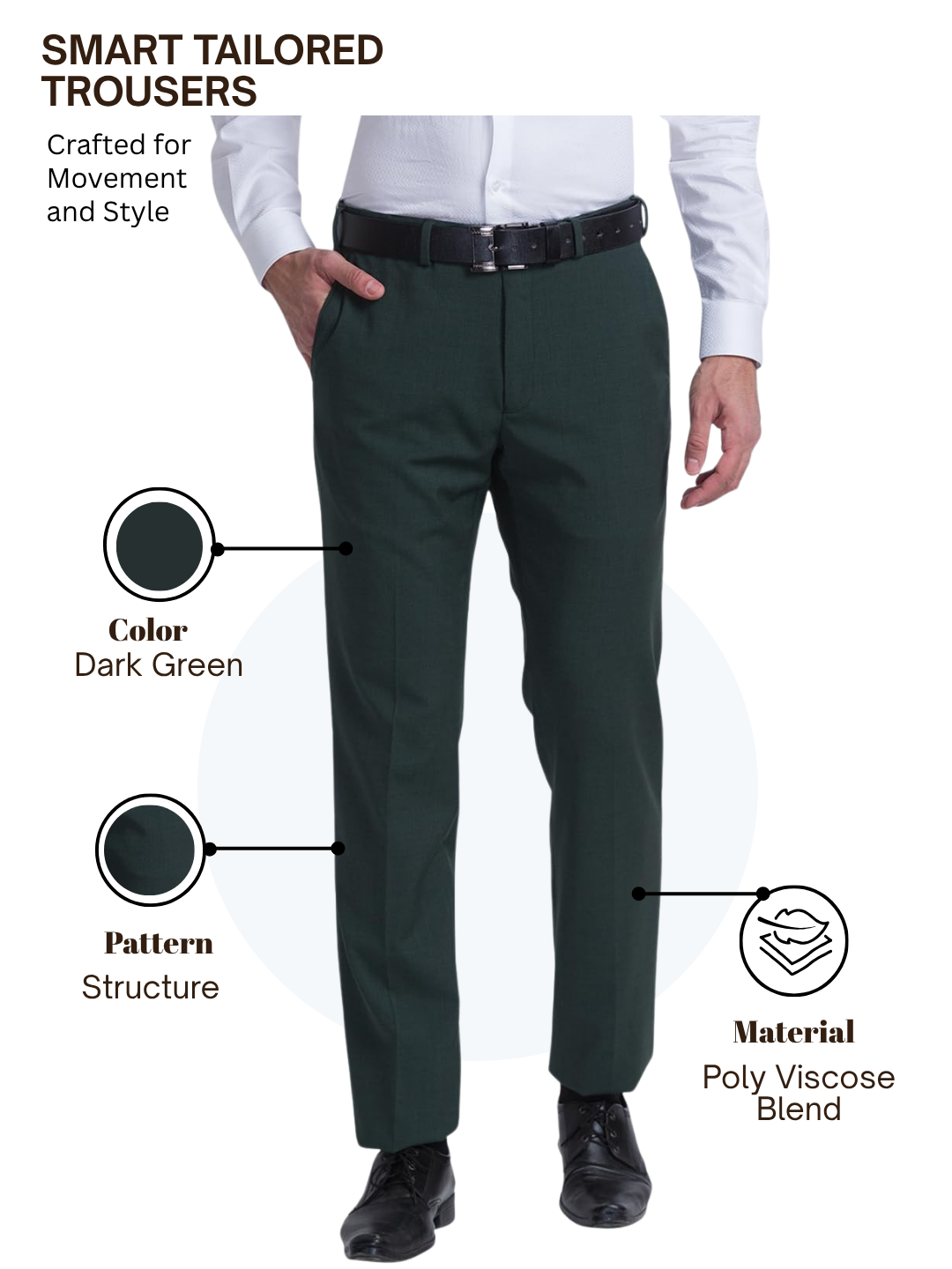 Raymond Men Green Slim Fit Structure Trouser