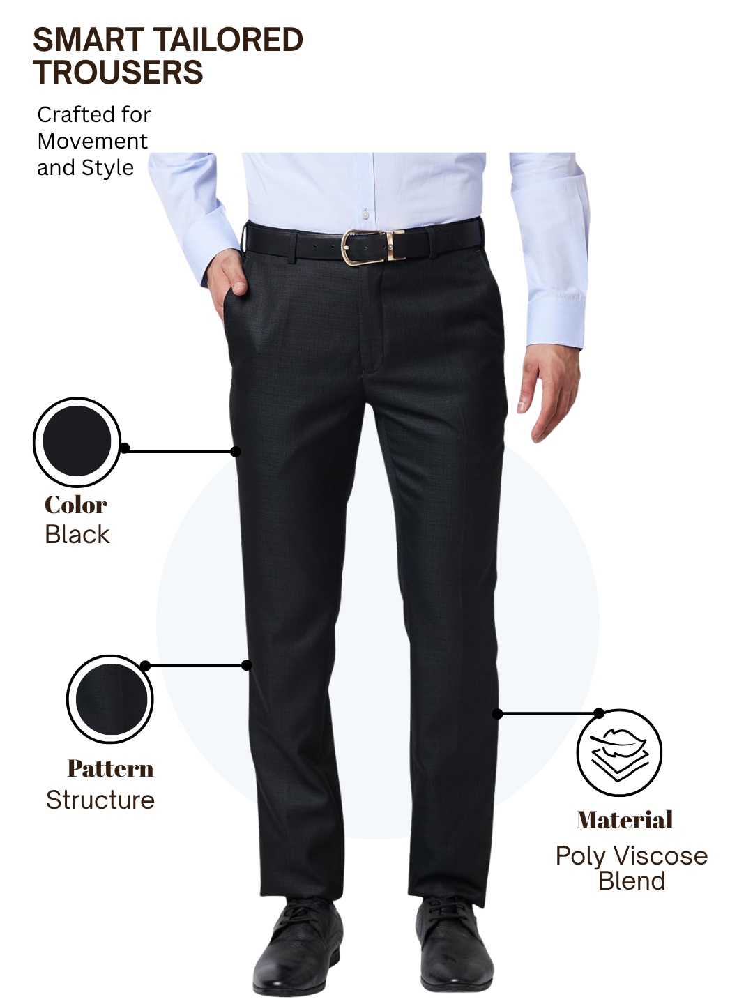 Raymond Men Black Slim Fit Structure Trouser